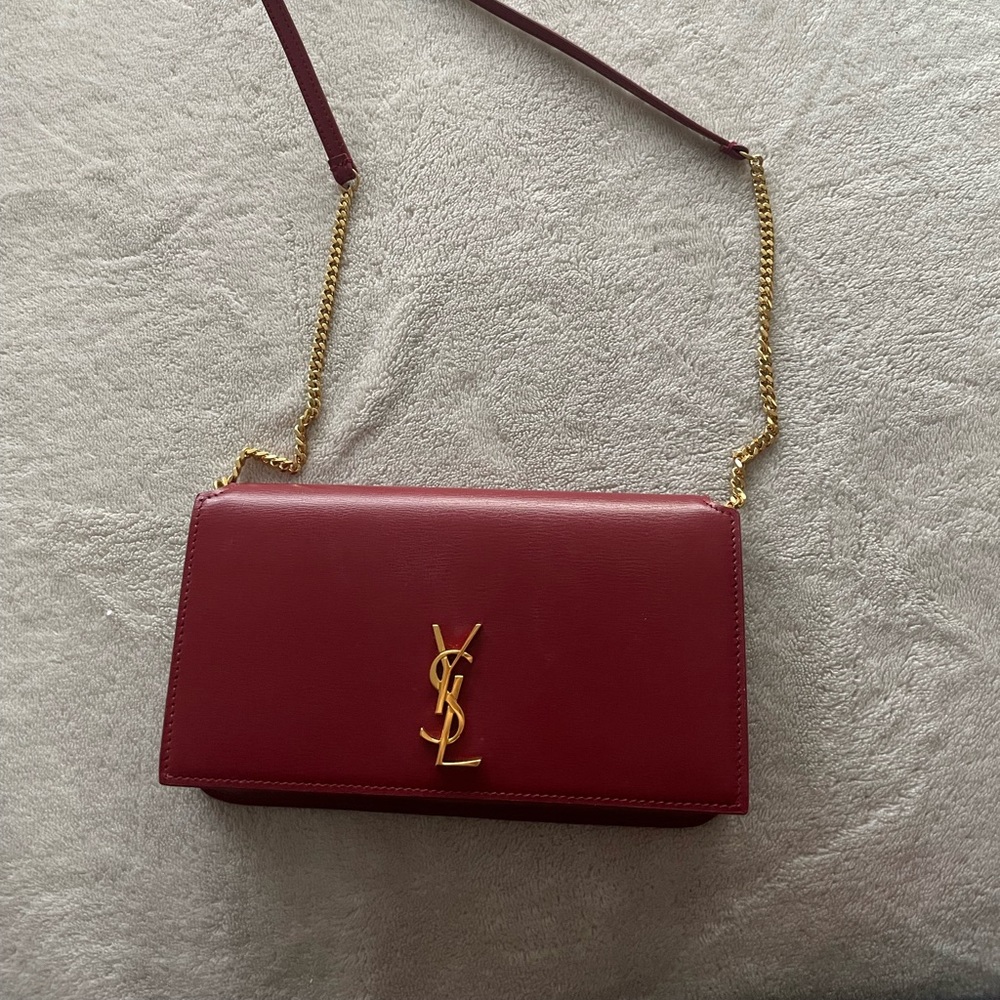 Saint Laurent Burgundy Bag with Gold Accents